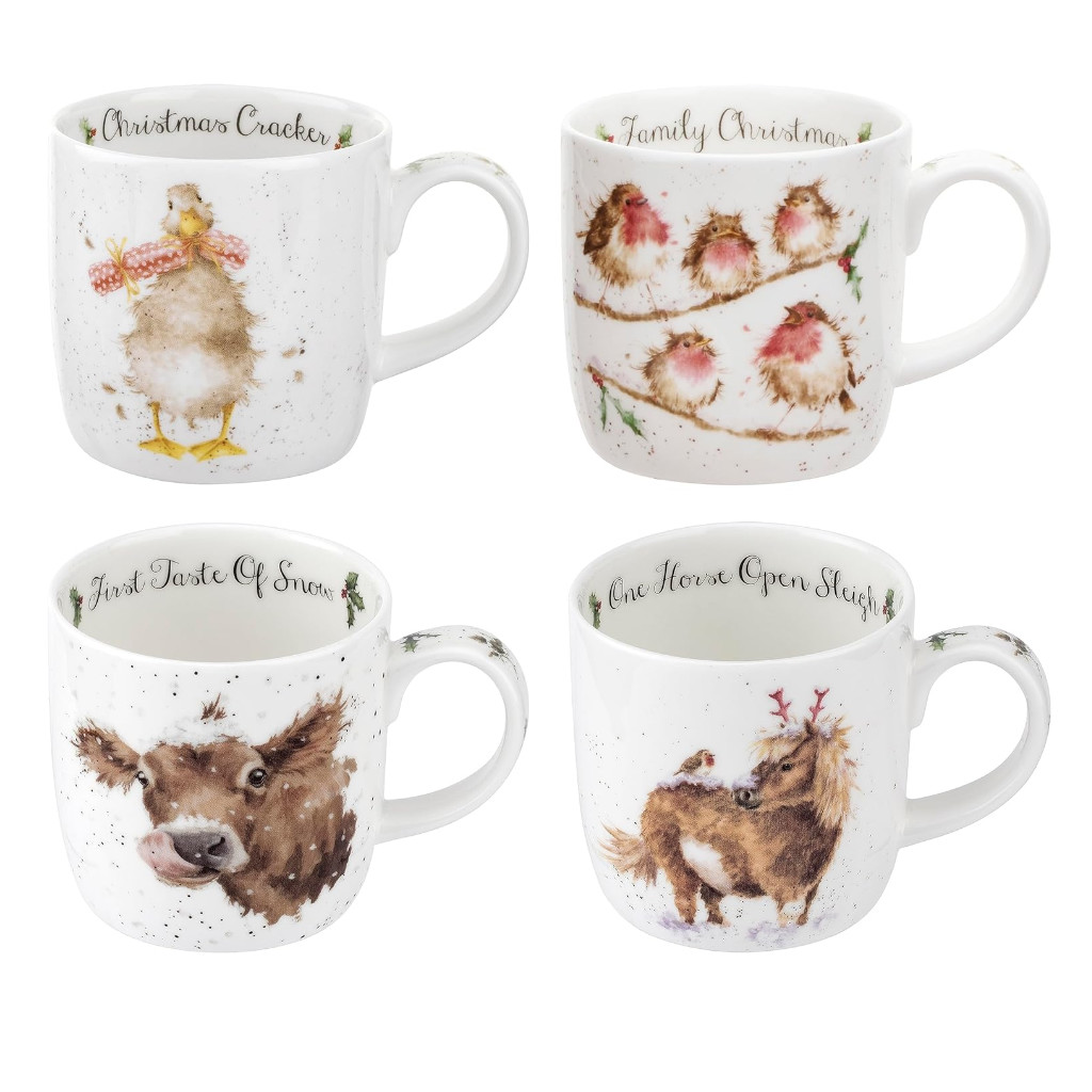 Wrendale Christmas Mugs Set of 4 by Royal Worcester