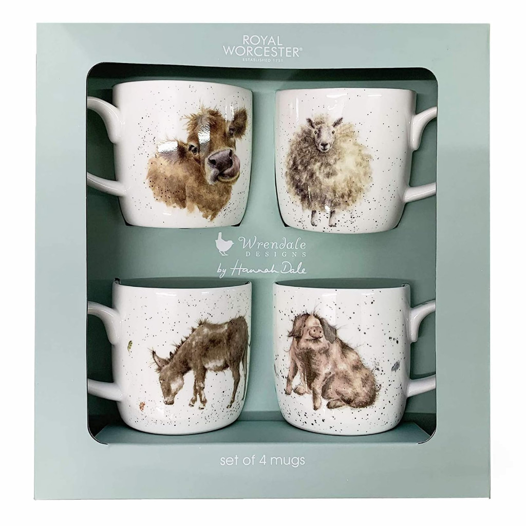 Wrendale Designs Set of 4 Mugs Farmyard Animals