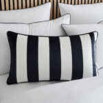 monochrome velvet striped filled cushion 30cm x 80cm style sisters