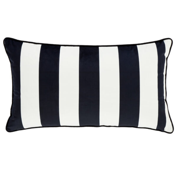 monochrome velvet striped filled cushion 30cm x 80cm style sisters