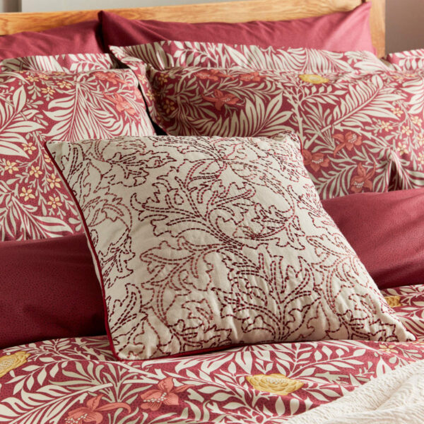 William Morris Larkspur Crimson Red Cushion