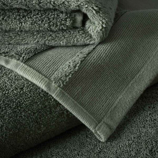 Terence Conran Forest Green Zero Twist Cotton Modal Towel Close Up of Edging