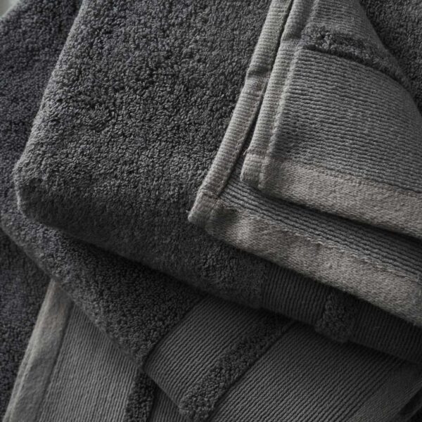 Terrence Conran Grey Zero Twist Cotton Modal Towel Close Up of Edging