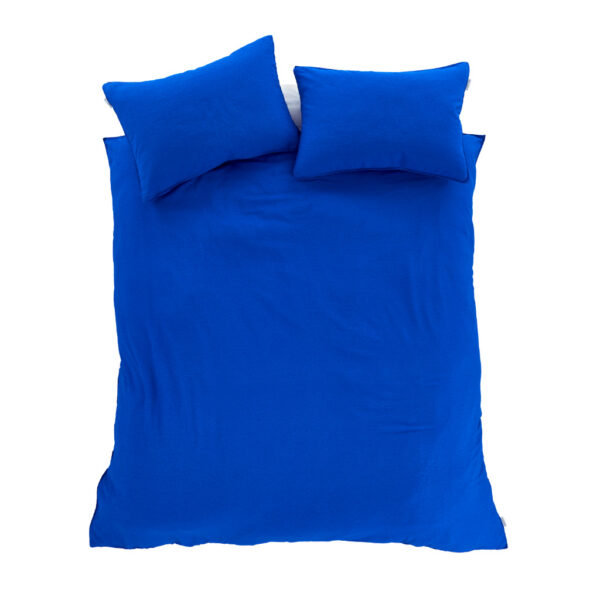 Terrence Conran Relaxed Cotton Linen Blue Bedding Overhead Image