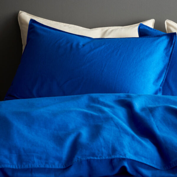 Terrence Conran Relaxed Cotton Linen Blue Pillowcases