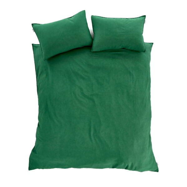 Terrence Conran Relaxed Cotton Linen Green Bedding Overhead Image