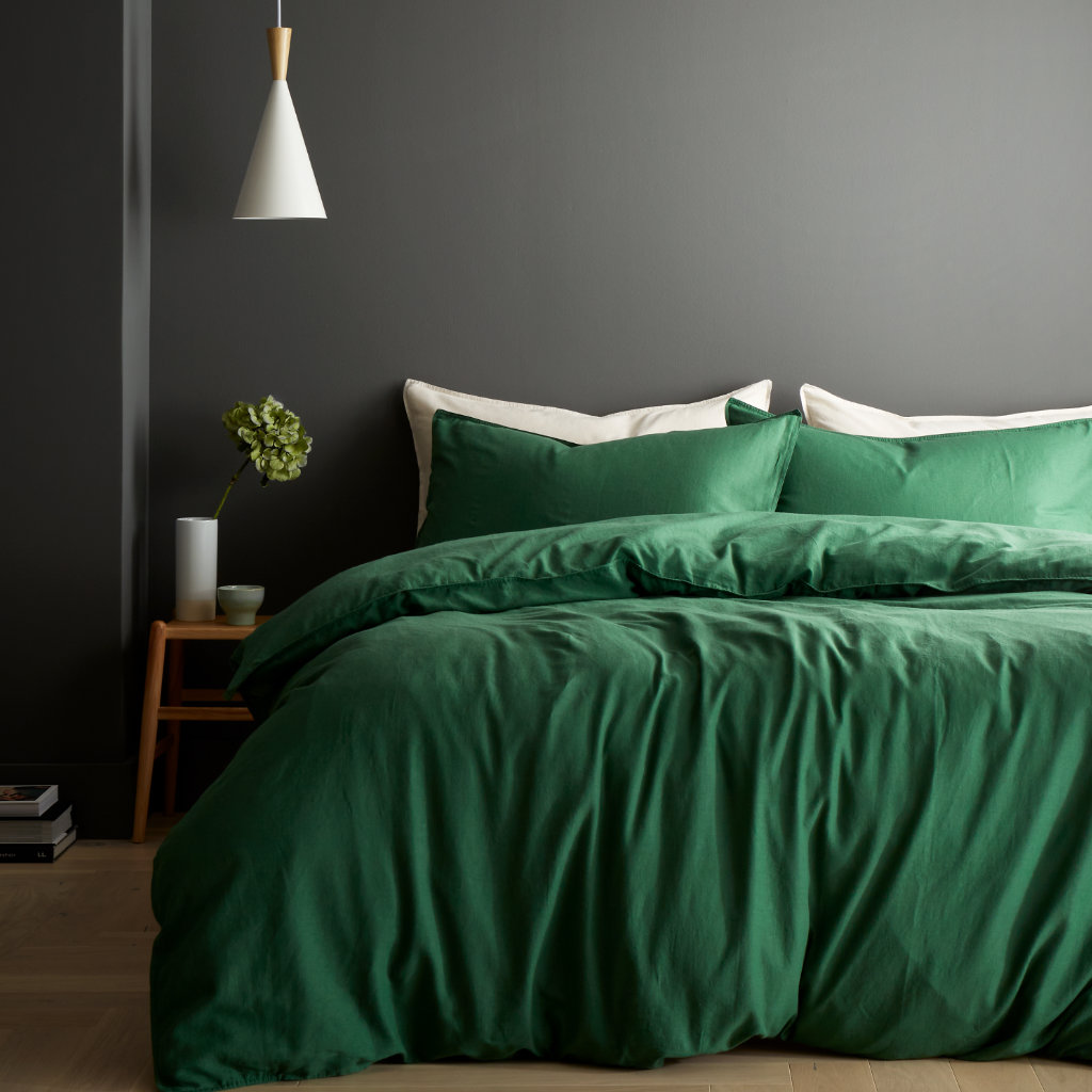 Terrence Conran Relaxed Cotton Linen Green Bedding