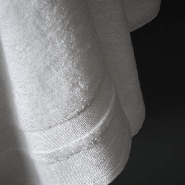 errence Conran White Zero Twist Cotton Modal Towel Close Up of Edging