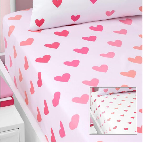 Lansfield Hearts And Stripes Twin Sheet Image