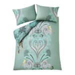 Sara Miller Peacock Filigree Dark Sage Duvet Cover Set Overhead Image