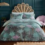 Sara Miller Peacock Filigree Dark Sage Duvet Cover Set Reverse Image