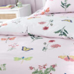 RHS Butterfly Garden Pink Duvet Cover Set Close Up Image