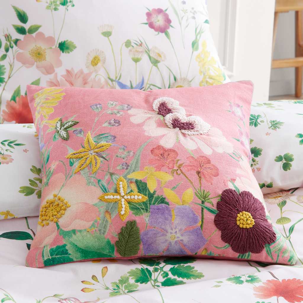 RHS Cottage Meadow Pink Cushion