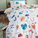 RHS Woodland Alphabet Natural Duvet Cover Set Close Up Image