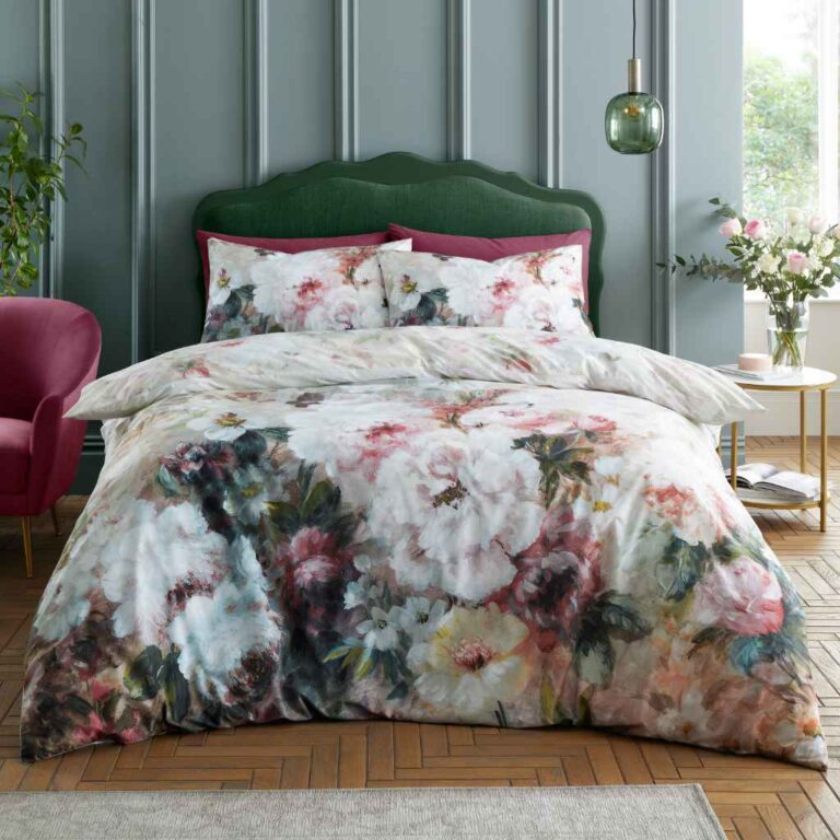 RHS Bedding Rose Bloom Pink Duvet Cover Set 100% Cotton