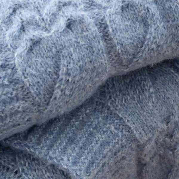 Bianca Blue Cable Knit Throw Close Up Image