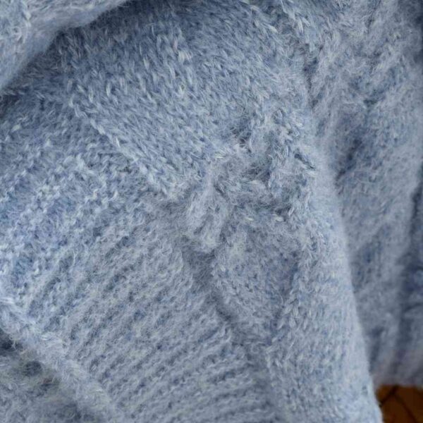 Bianca Blue Cable Knit Throw Detail Image