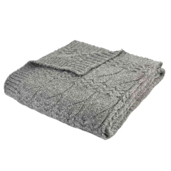 Bianca Grey Cable Knit Throw Cut Out Image