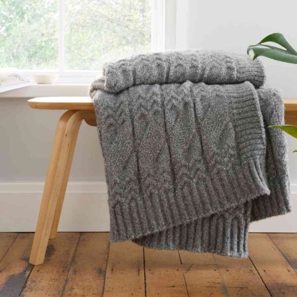 Bianca Grey Cable Knit Throw Main Image