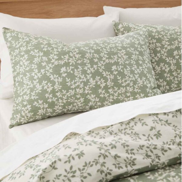 Bianca Shadow Leaves Green Pillowcase Image