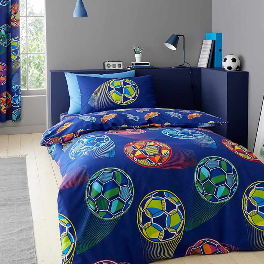 Bright Football Children s Bedding Range in Navy