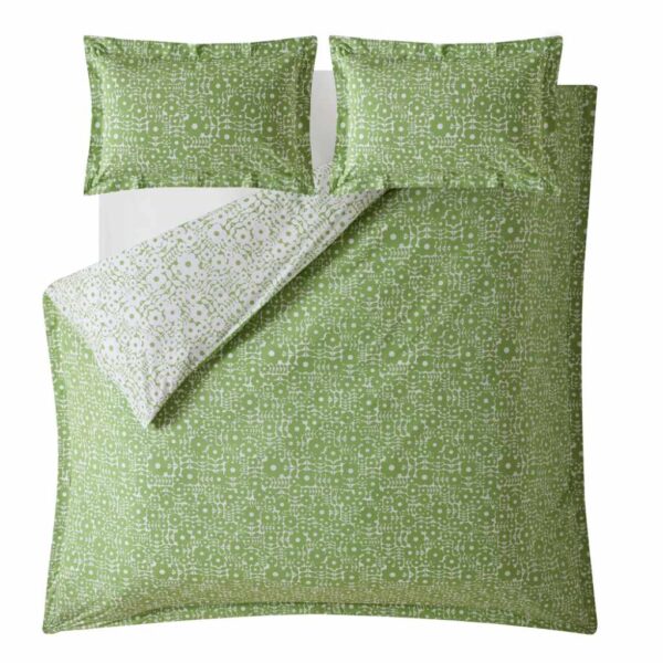 Orla Kiely Criss Cross Stem Basil Green Bedding Overhead Image