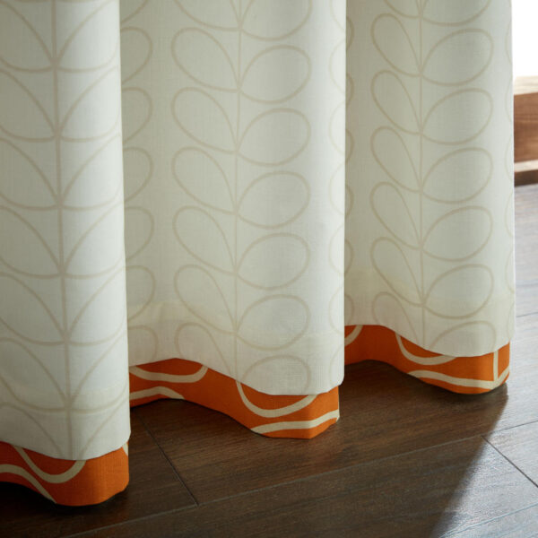 Orla Kiely Linear Stem Burnt Orange Lined Curtains Reverse