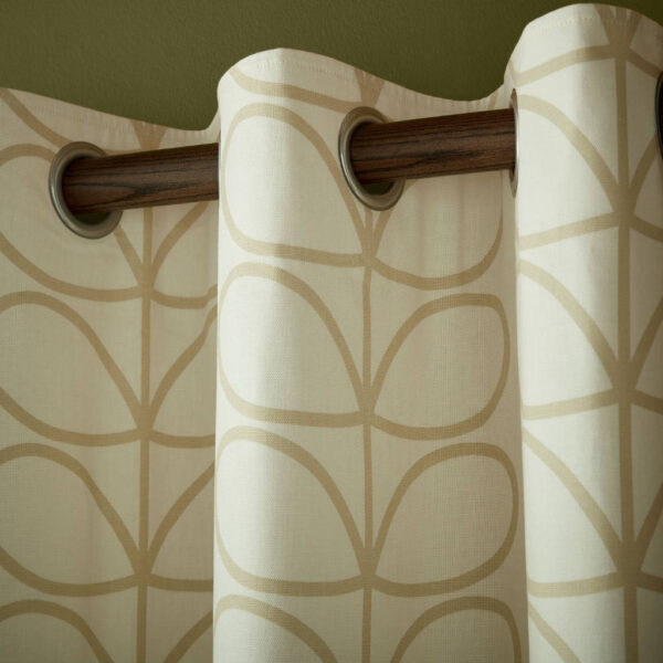 Orla Kiely Linear Stem Natural Lined Curtains Eyelets