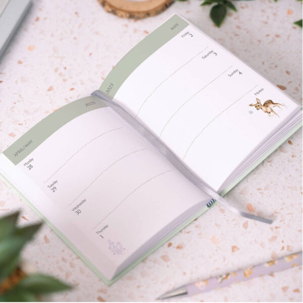 Wrendale 2025 Flexi Diary Planner Open Lifestyle Image