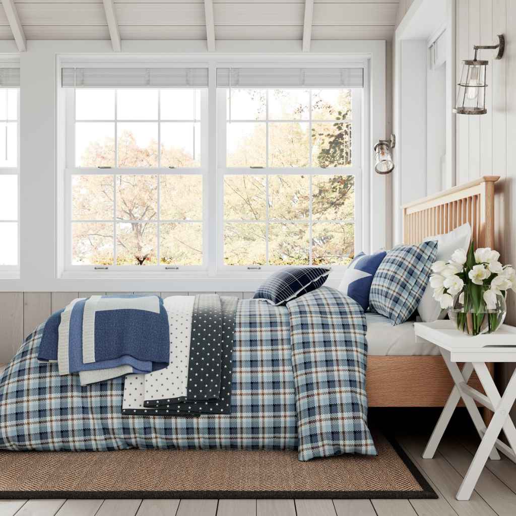 Cosy Check Brushed Cotton Bedding Blue & Red