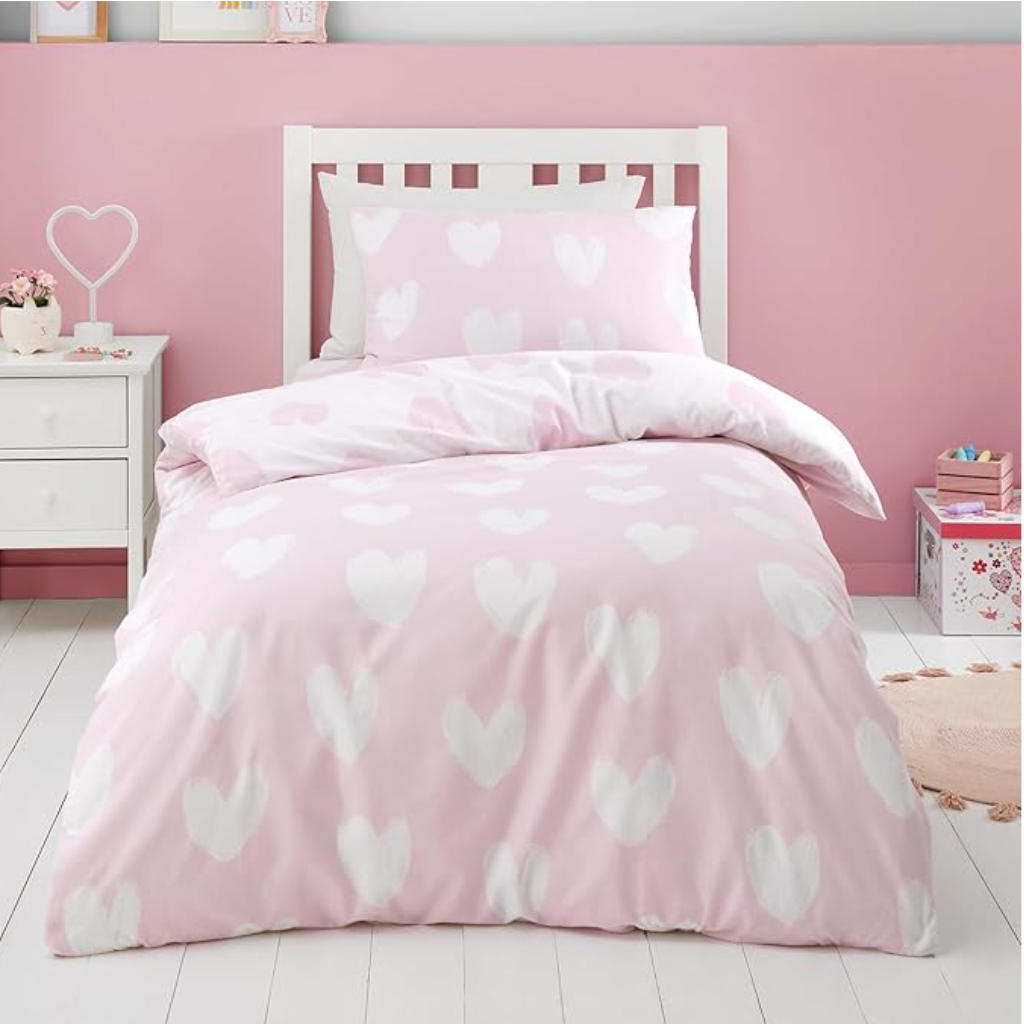 Lansfield Brushed Hearts Pink Main Image