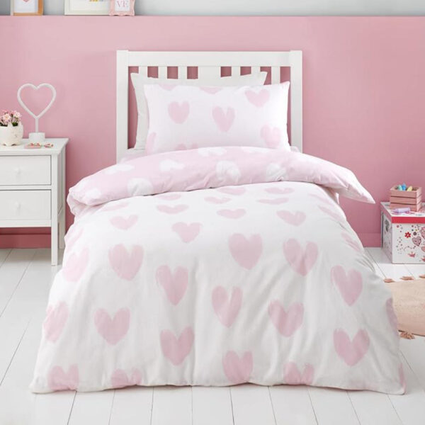 Lansfield Brushed Hearts Pink Reverse Image