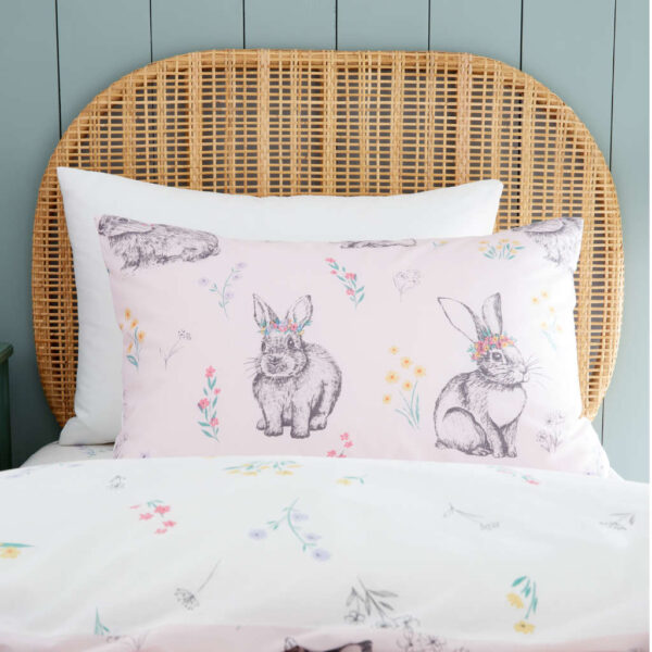 Lansfield Bunny Tails Ditsy Flowers Pink Pillowcase Image