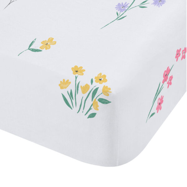 Lansfield Bunny Tails Ditsy Flowers White Fitted Sheet Fitted Image