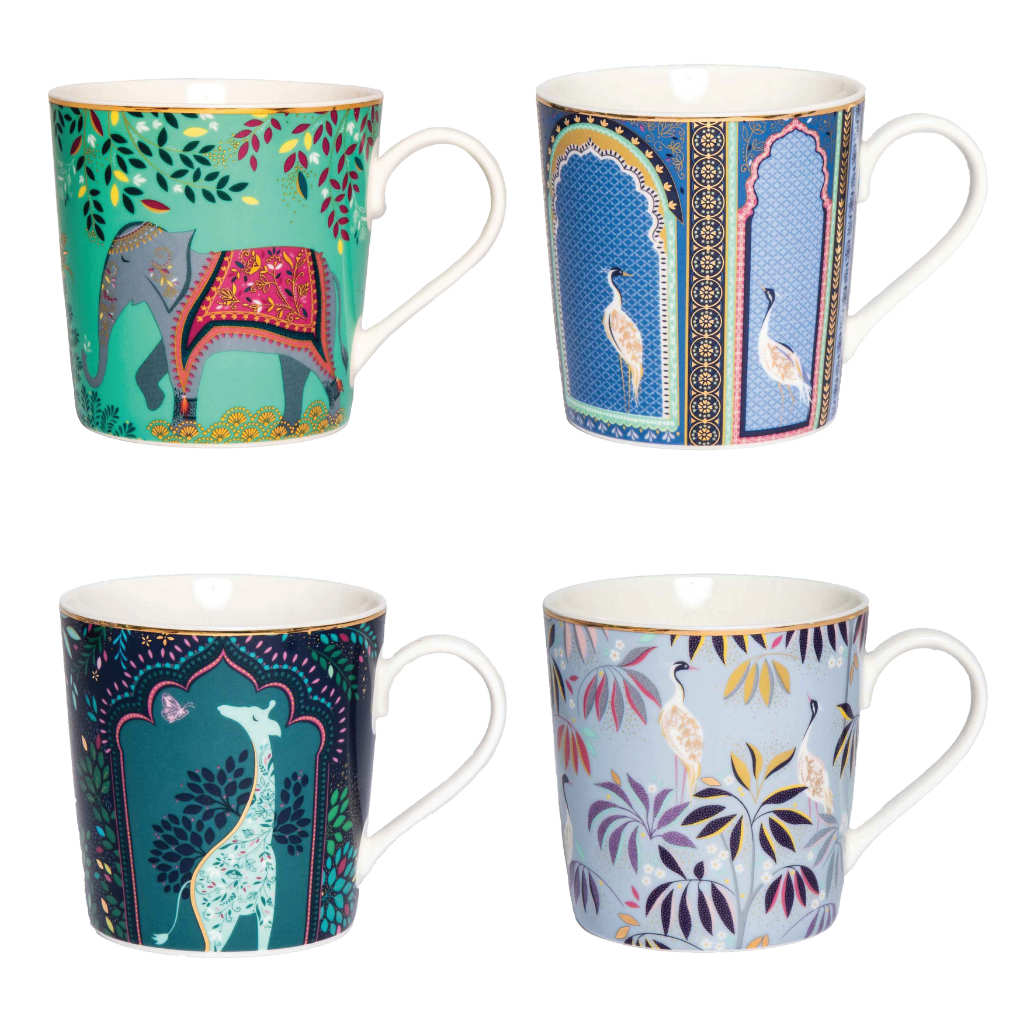 Sara Miller India Collection 4 Mugs