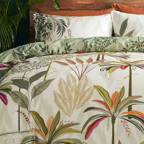 Sara Miller Palm Garden Light Stone Duvet Cover Set Close Up Image