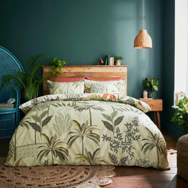 Sara Miller Palm Garden Light Stone Duvet Cover Set Reverse