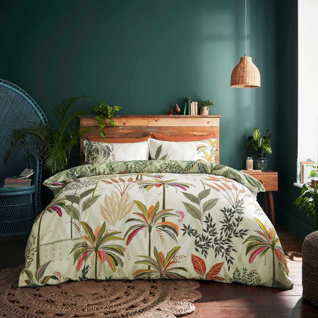 Sara Miller Palm Garden Light Stone Duvet Cover Set