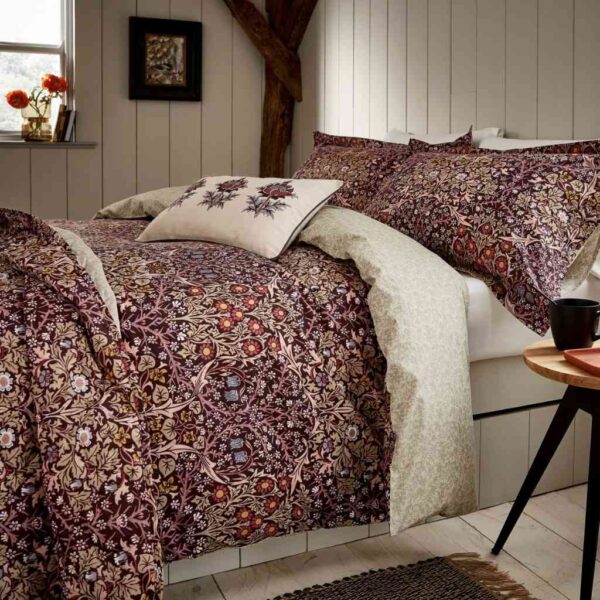 Morris & Co Blackthorn Damson Duvet Cover Set Close Up Image