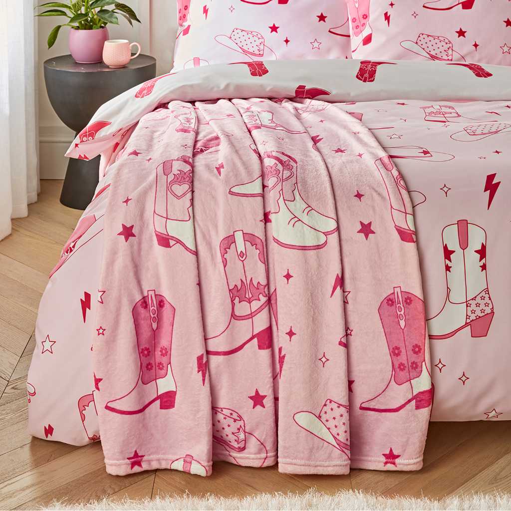 Sassy B Cowgirl Boot Pink Blanket Throw Image