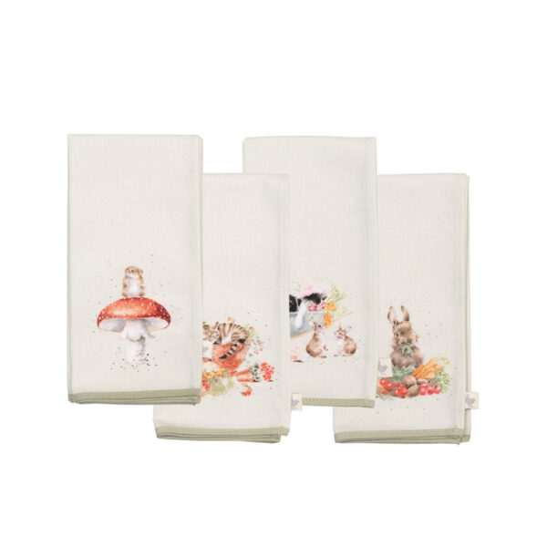 Wrendale Garden Friends Fabric Napkins Close Up Image