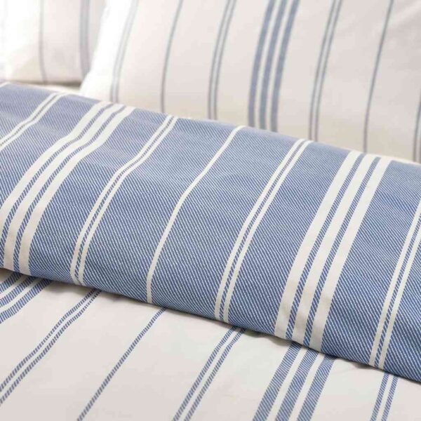 Catherine Lansfield Harbour Stripe Blue Duvet Cover Set Close Up Image