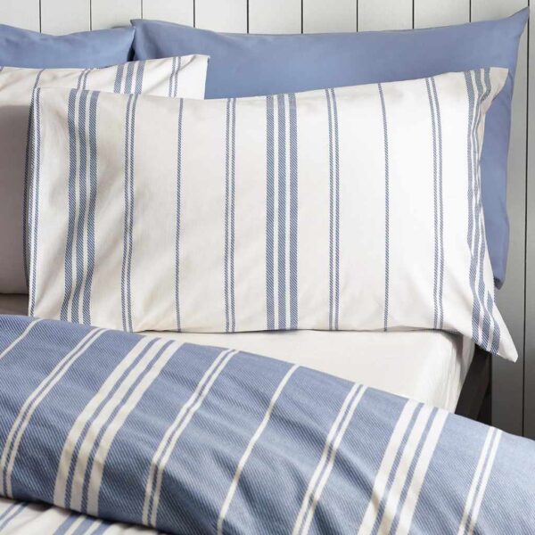 Catherine Lansfield Harbour Stripe Blue Pillowcases