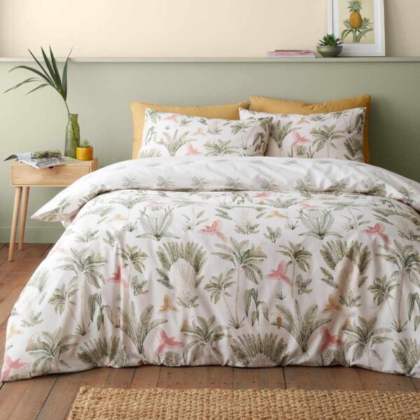 Catherine Lansfield Paradiso Palm Natural Duvet Cover Set