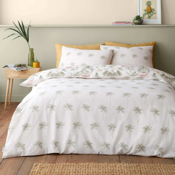 Catherine Lansfield Paradiso Palm Natural Duvet Cover Set Reverse Image