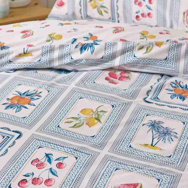 Catherine Lansfield Riviera Tiles Blue Duvet Cover Set Close Up Image