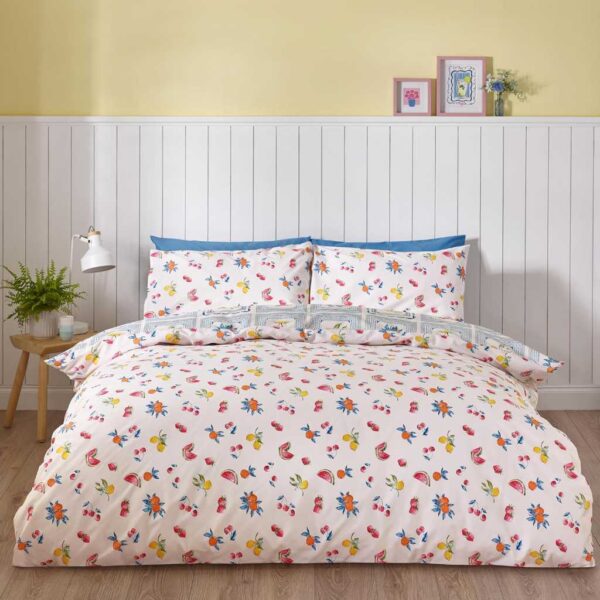 Catherine Lansfield Riviera Tiles Blue Duvet Cover Set Reverse Image