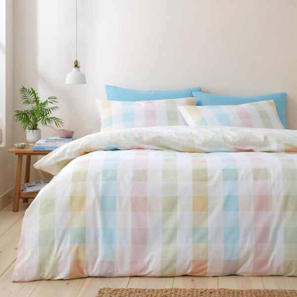 Catherine Lansfield Spring Check Pastel Duvet Cover Set