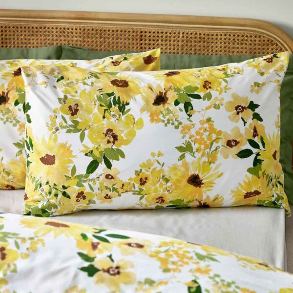 Catherine Lansfield Sunflowers Yellow Pillowcase