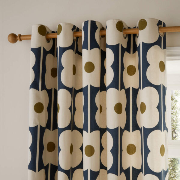 Orla Kiely Abacus Flower Navy Curtains Close Up Image